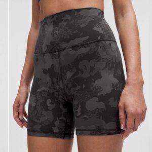 lululemon athletica Black & Charcoal Camouflage High-Rise Bike Shorts